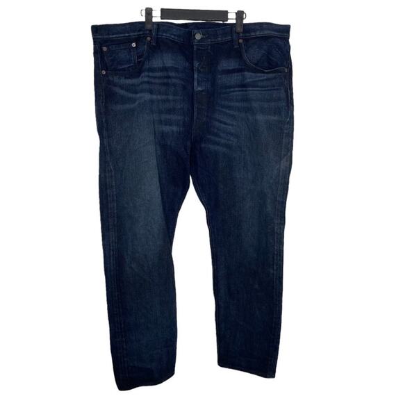 Levi's Mens Jeans Size 42x32 Dark Wash Blue Denim 501 Button Fly Straight Leg - Picture 1 of 10